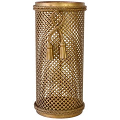 1950s Vintage Midcentury Italian Hollywood Regency Gold Gilded Umbrella Stand