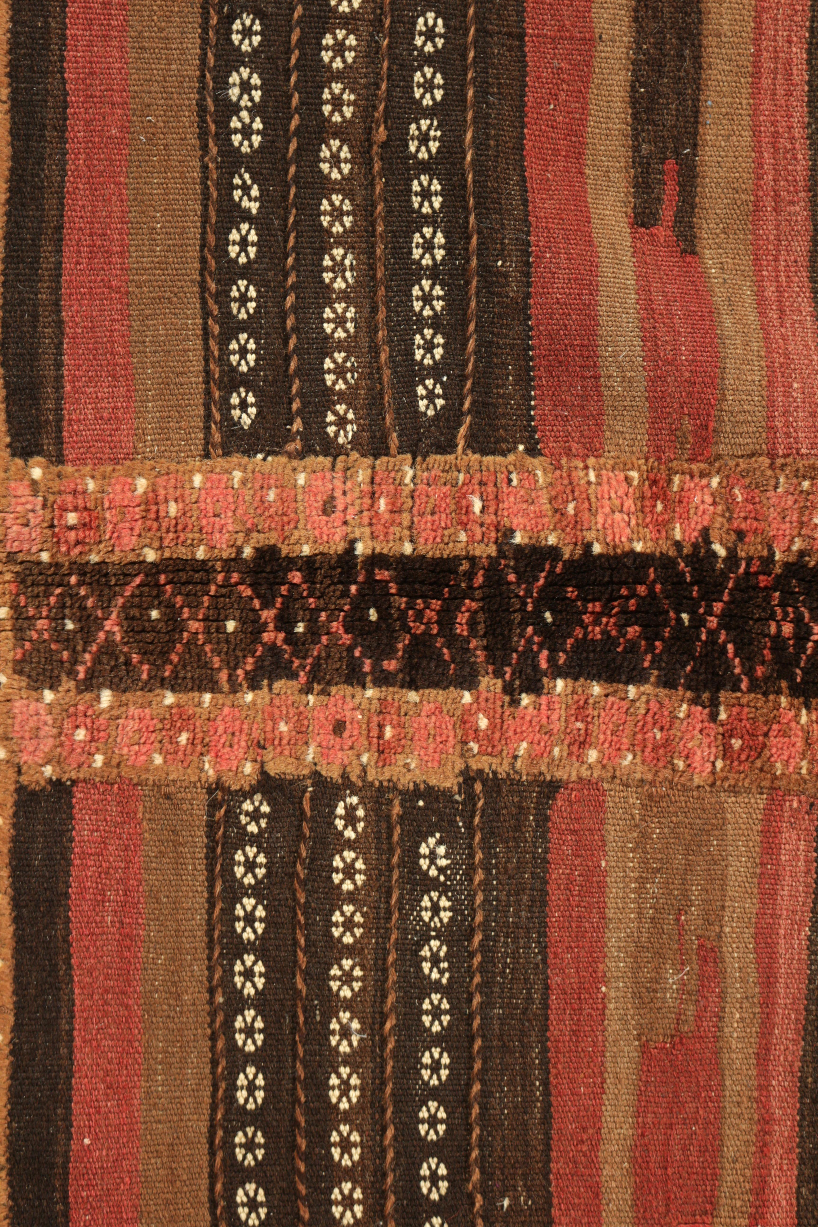 Afghan 1950s Vintage Midcentury Kilim Orange Brown Geometric Pattern