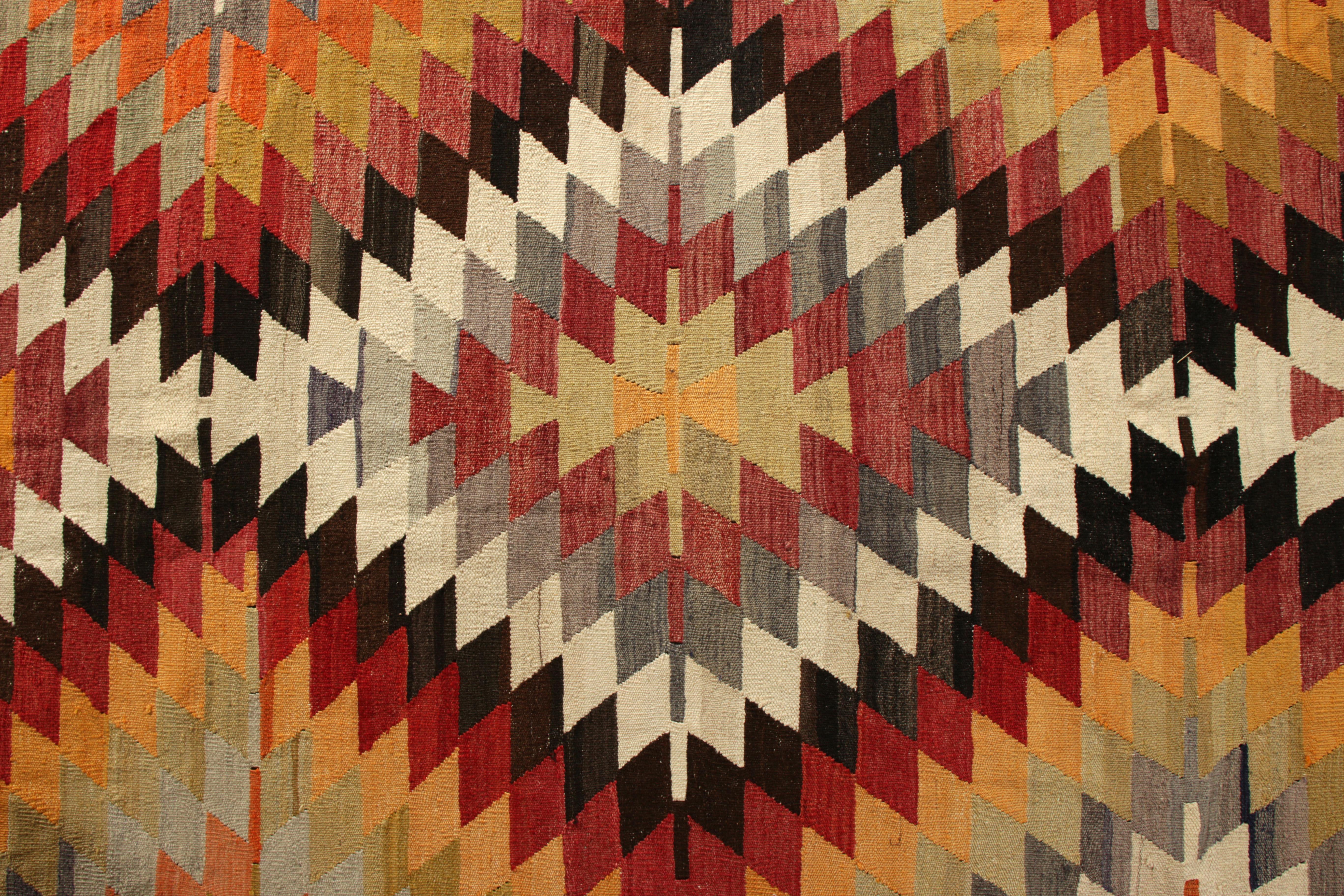 1950s Vintage Midcentury Kilim Rug Multi-Color All-Over Pattern by Rug & Kilim In Good Condition For Sale In Long Island City, NY