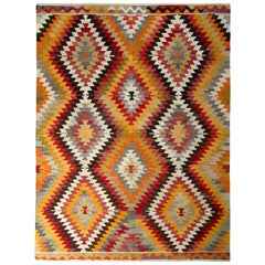 1950er Jahre Vintage Midcentury Kelim-Teppich mit mehrfarbigem All-Over-Muster von Teppich & Kelim