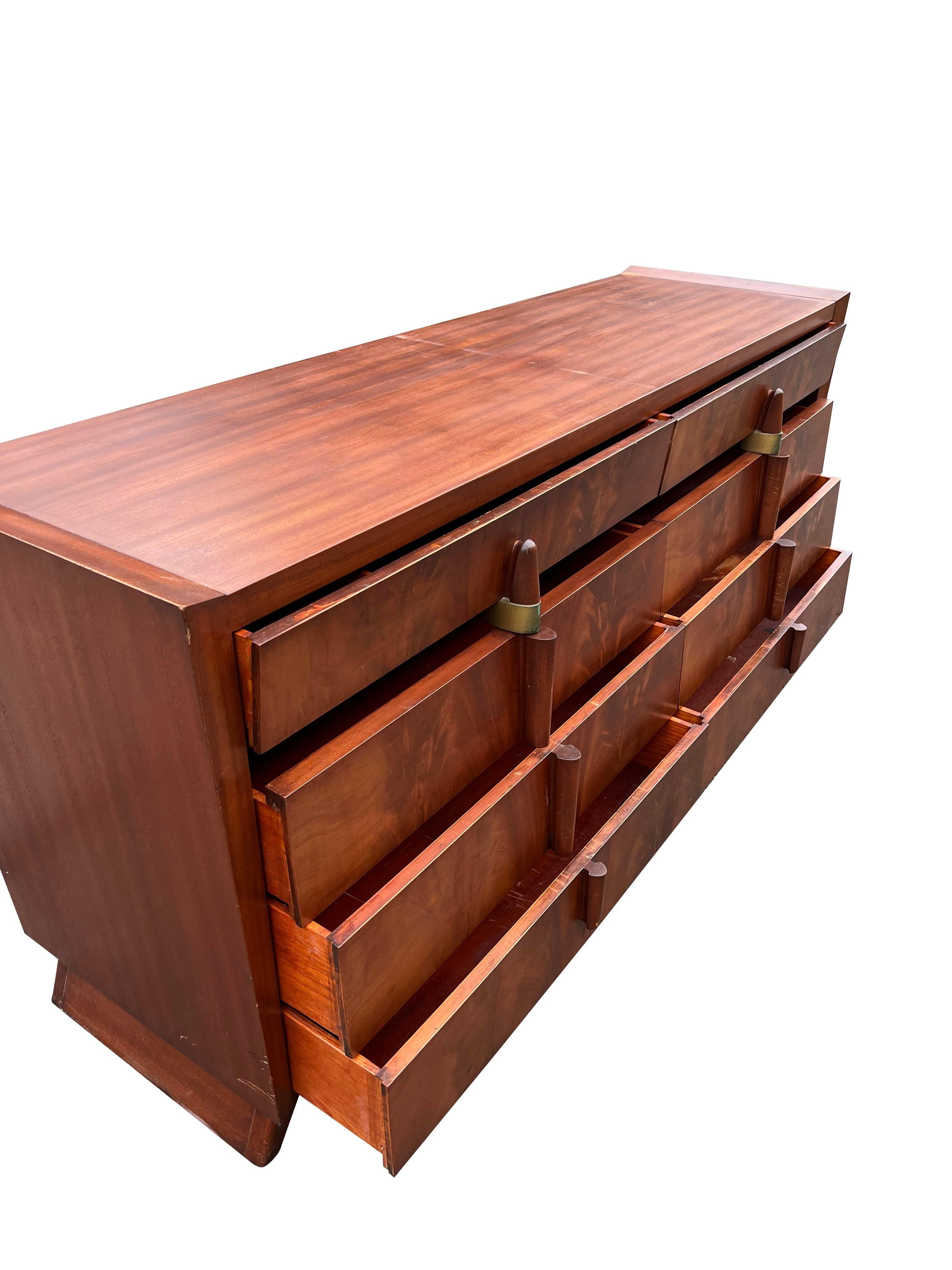 American 1950s Vintage Mid Century Modern Streamline Deco Long Dresser
