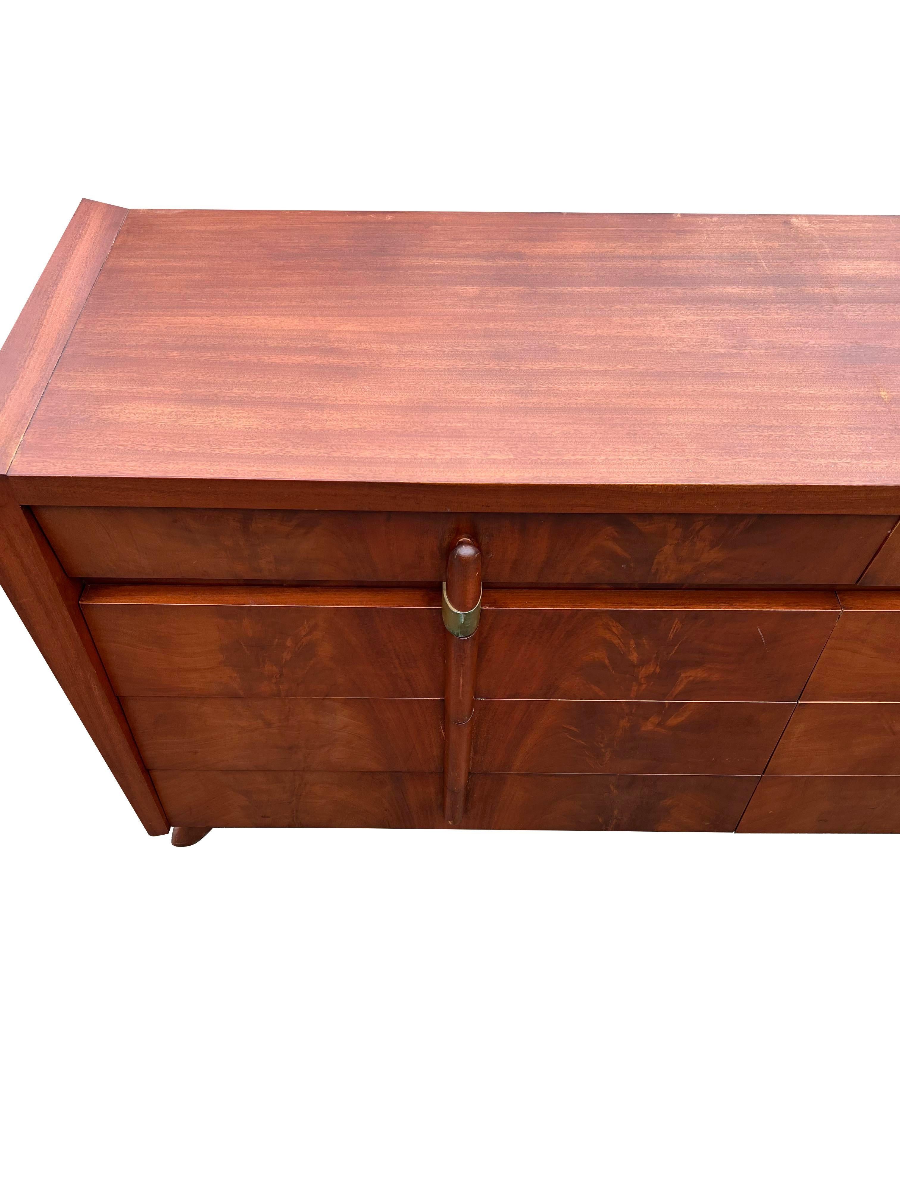 1950s Vintage Mid Century Modern Streamline Deco Long Dresser 2