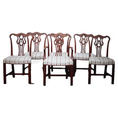 1950's Retro Mid Century Traditional style Carved Dining Chairs Set of 6