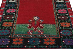 1950s Vintage Midcentury Gabbeh Runner Red Arts & Crafts Rug by Rug & Kilim