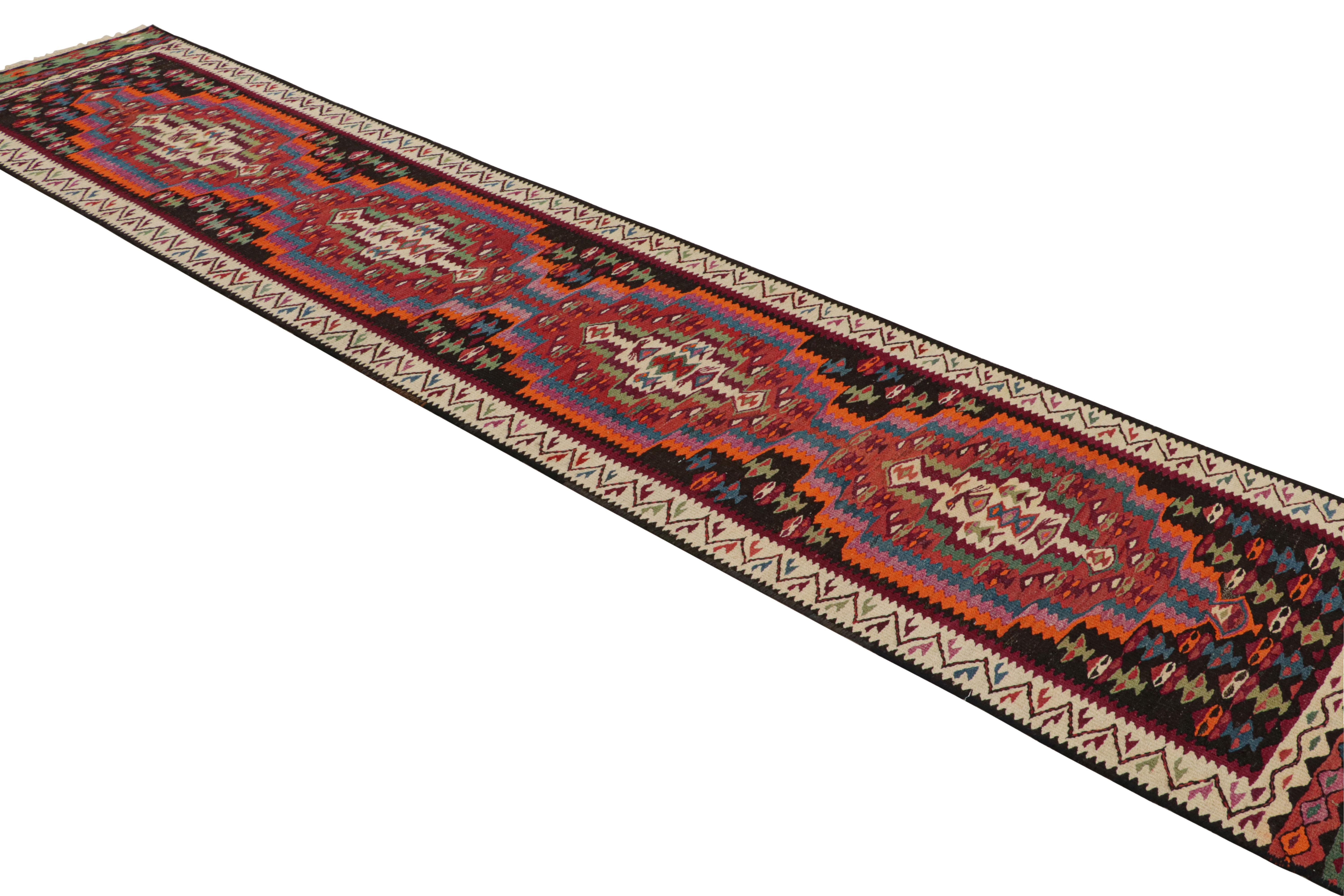 1950s Vintage Midcentury Kilim Red and Beige-Brown Persian Runner by Rug & Kilim In Good Condition For Sale In Long Island City, NY