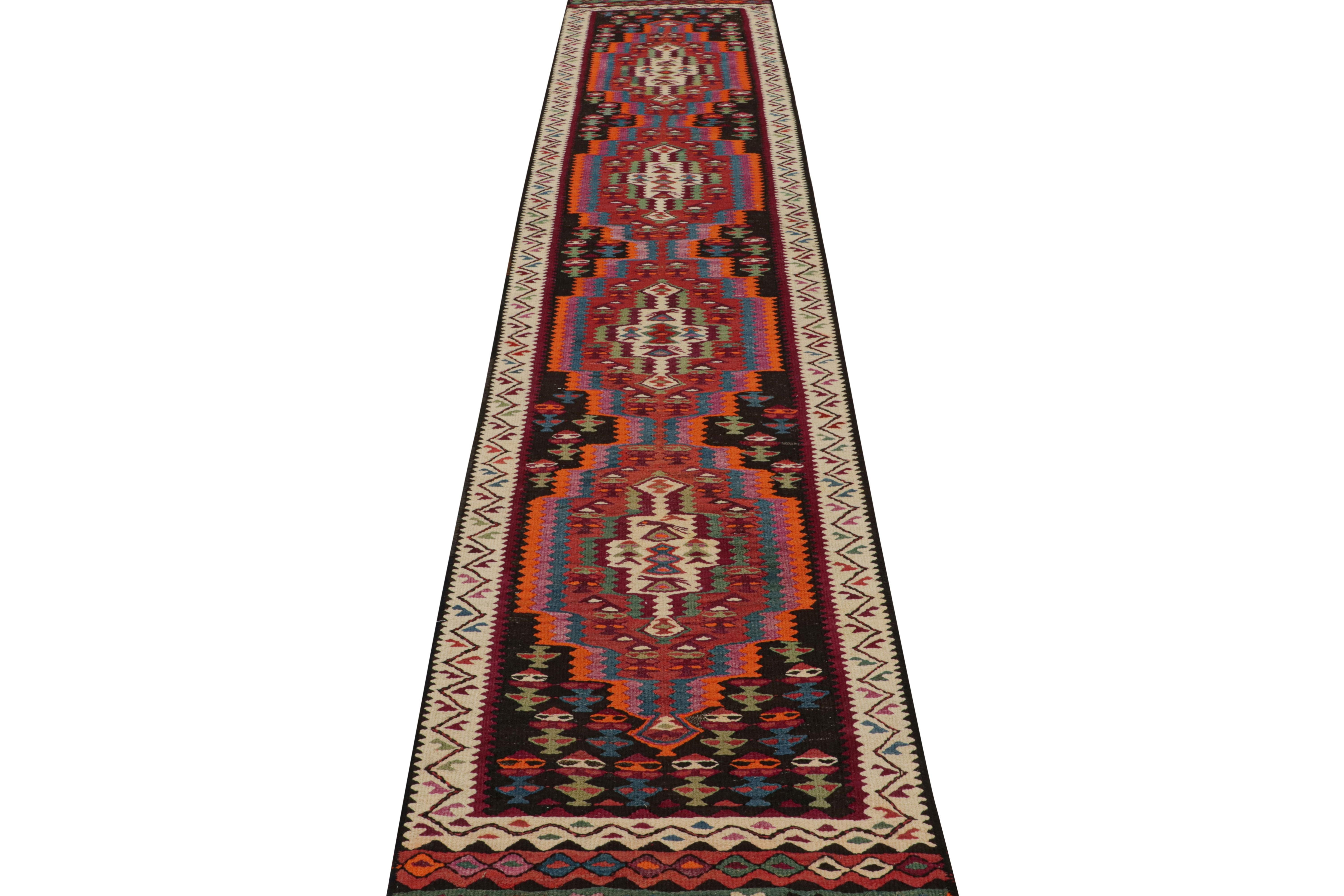Mid-20th Century 1950s Vintage Midcentury Kilim Red and Beige-Brown Persian Runner by Rug & Kilim For Sale