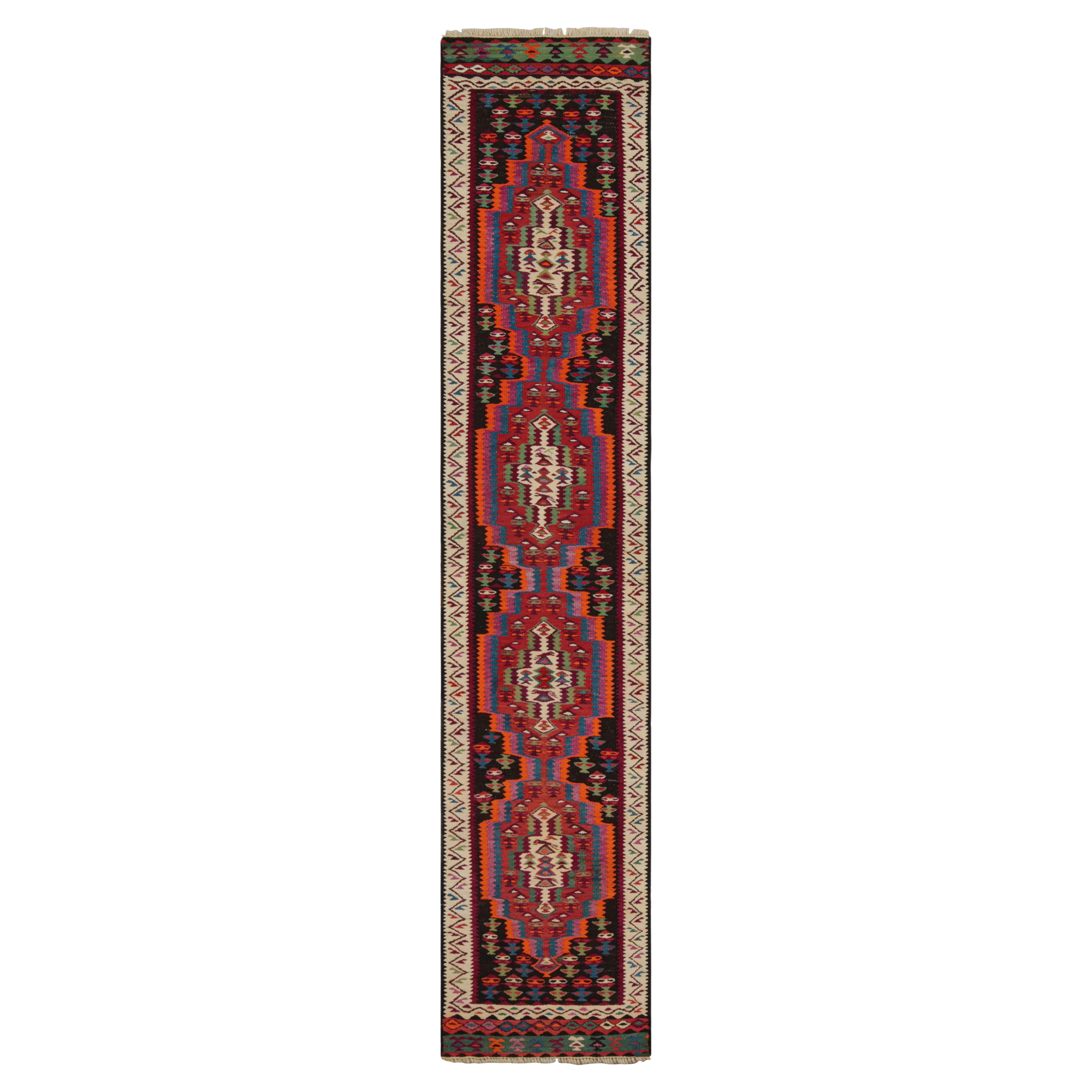 1950s Vintage Midcentury Kilim Red and Beige-Brown Persian Runner by Rug & Kilim