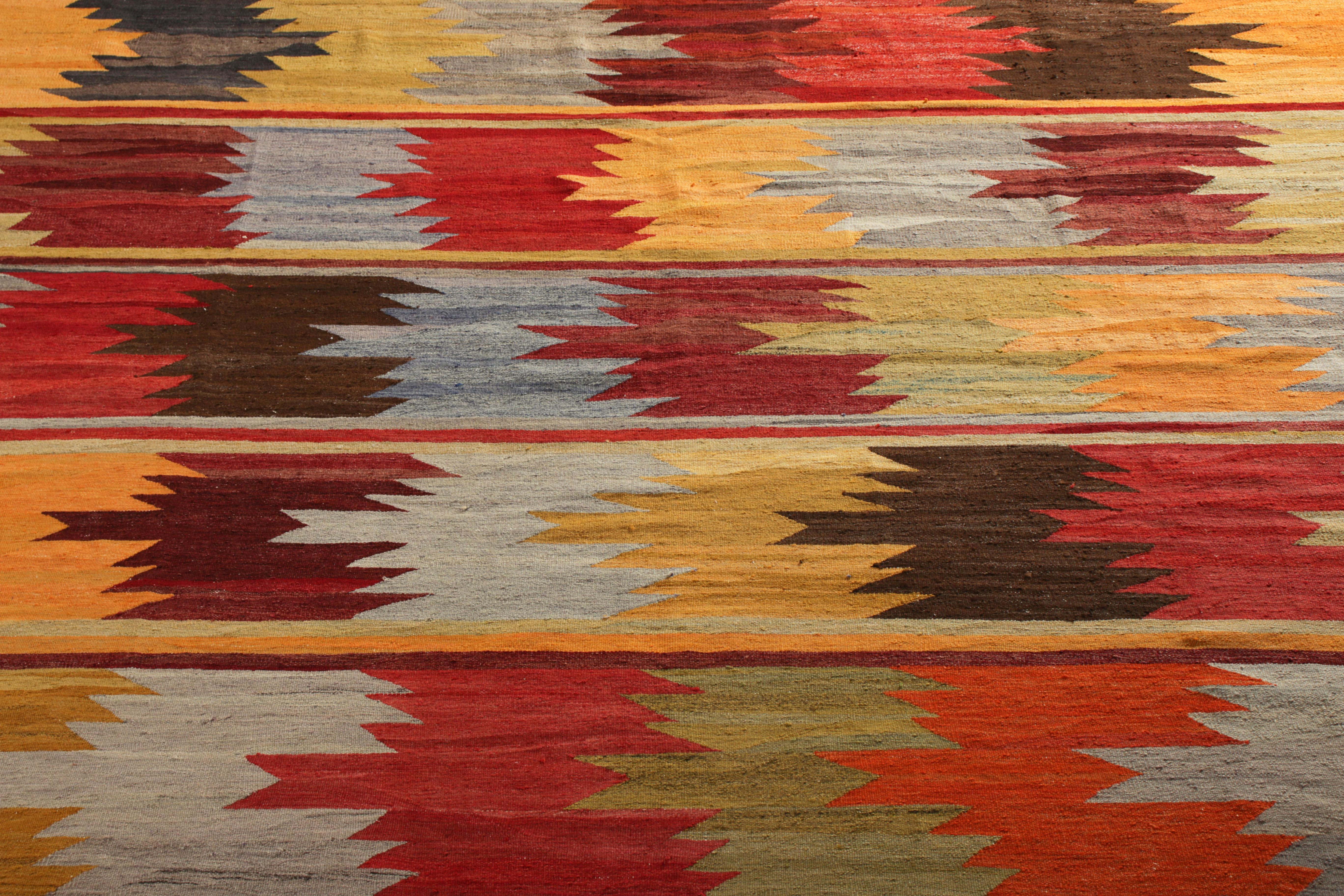 Turkish 1950s Vintage Midcentury Kilim Rug Multi-Color All-Over Pattern by Rug & Kilim For Sale