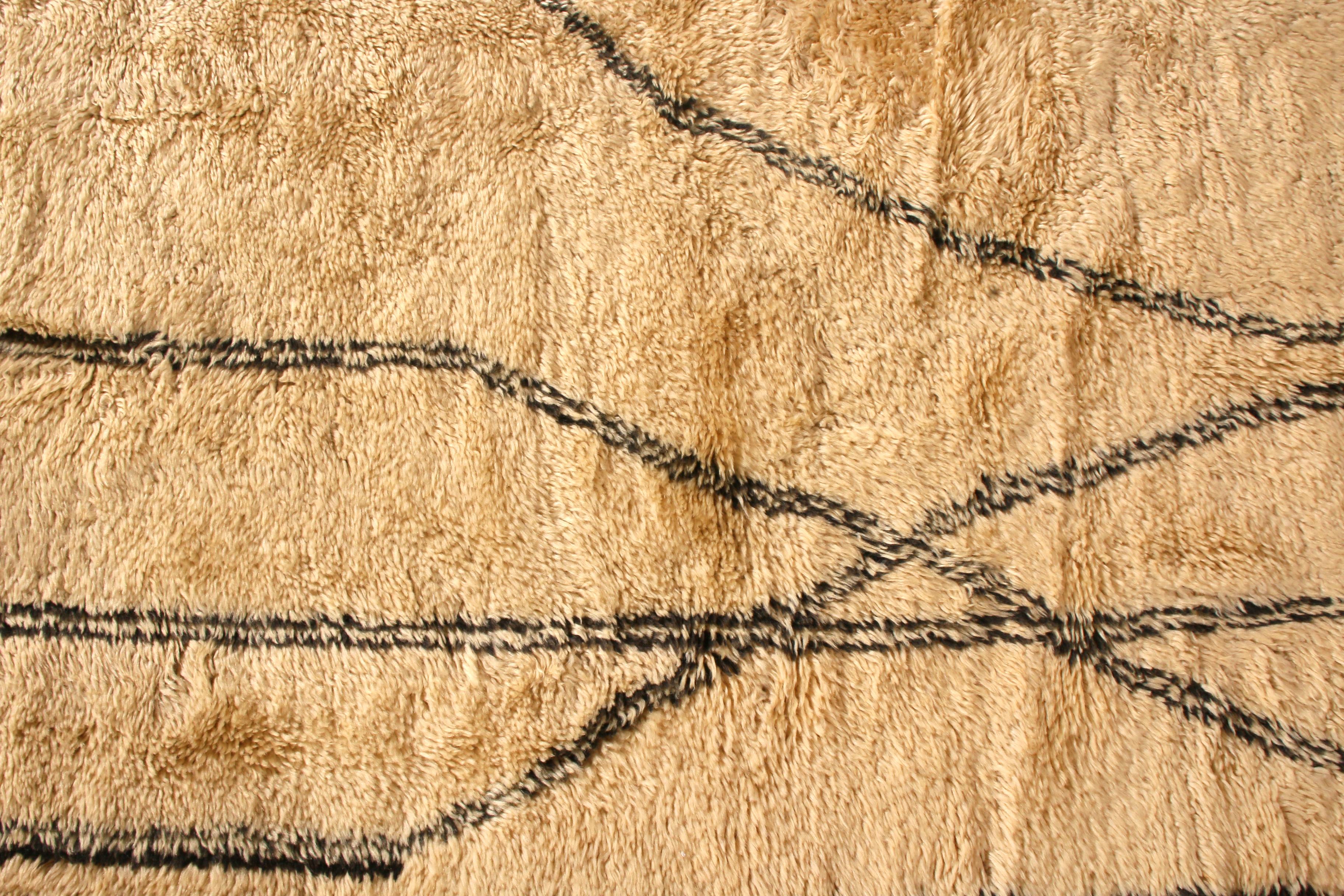 Alfombra marroquí 1950 Vintage Midcentury Beige Crema Geométrica by Rug & Kilim Tribal