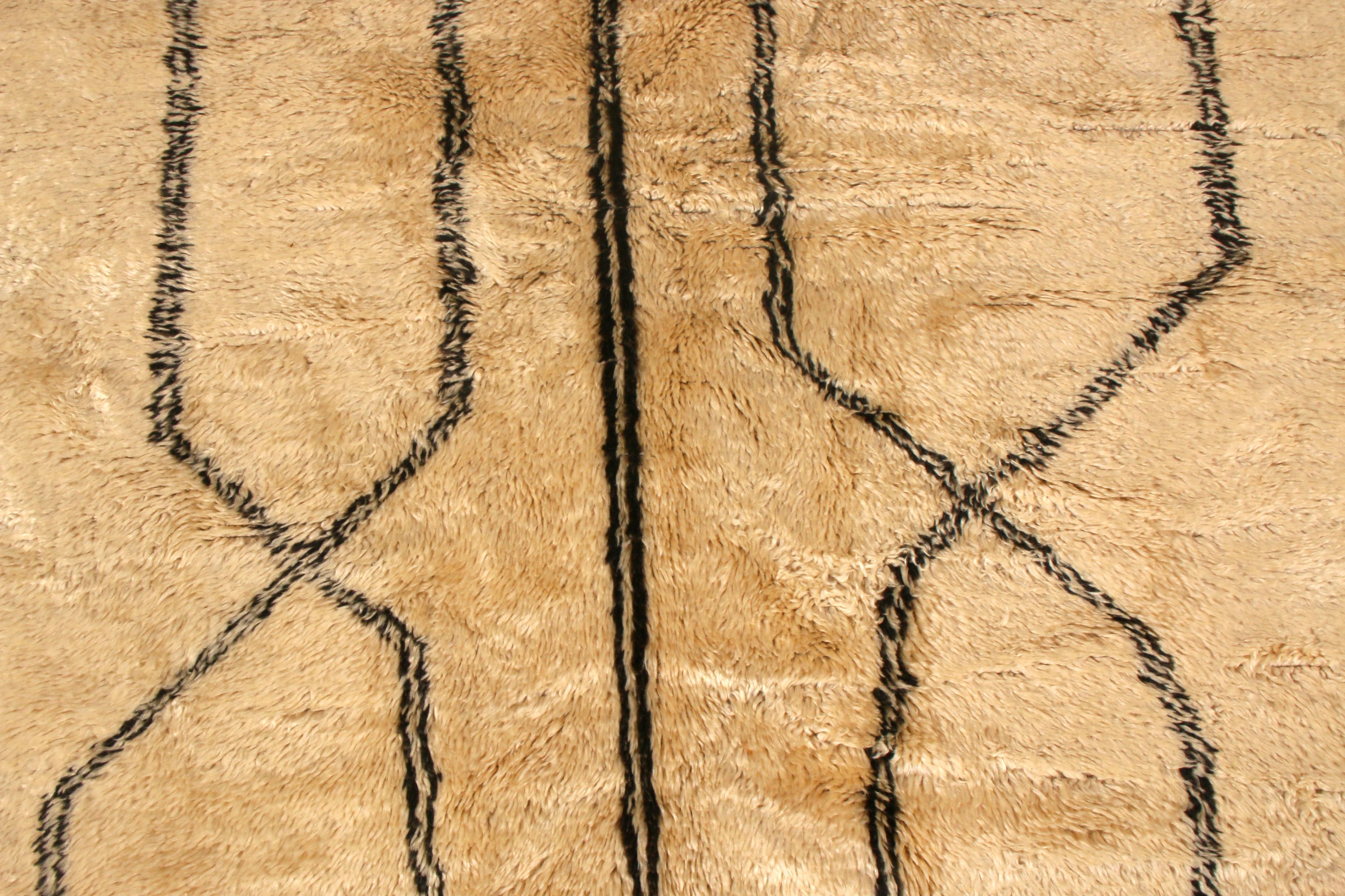 Alfombra marroquí 1950 Vintage Midcentury Beige Crema Geométrica by Rug & Kilim Marroquí