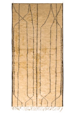Alfombra marroquí 1950 Vintage Midcentury Beige Crema Geométrica by Rug & Kilim