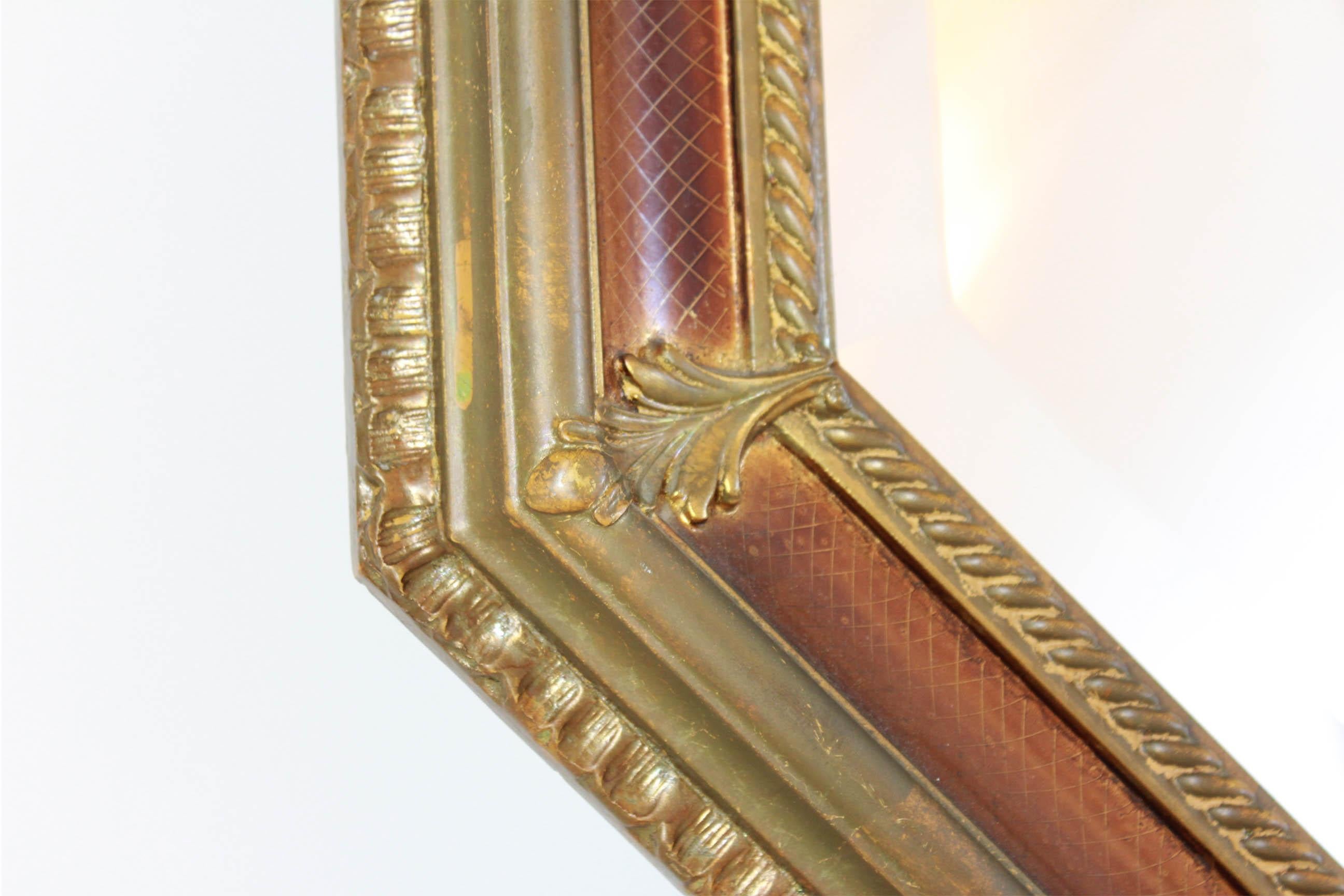 Italian Vintage Goldenrod Wood Mirror in Baroque Style, Italy 1950s