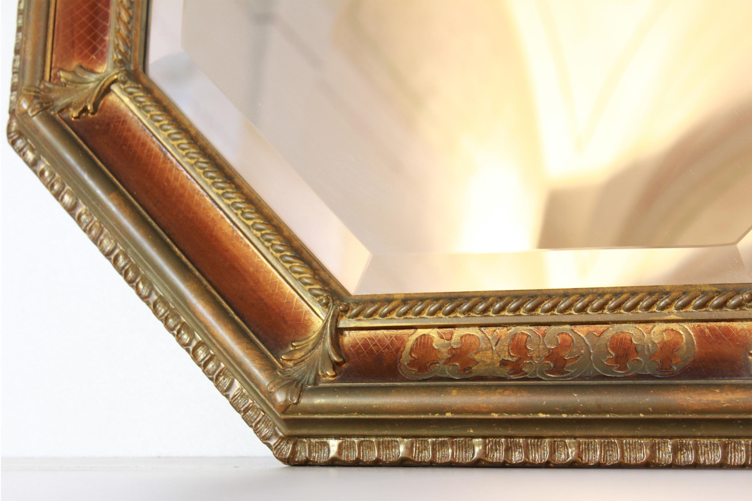Mid-20th Century Vintage Goldenrod Wood Mirror in Baroque Style, Italy 1950s