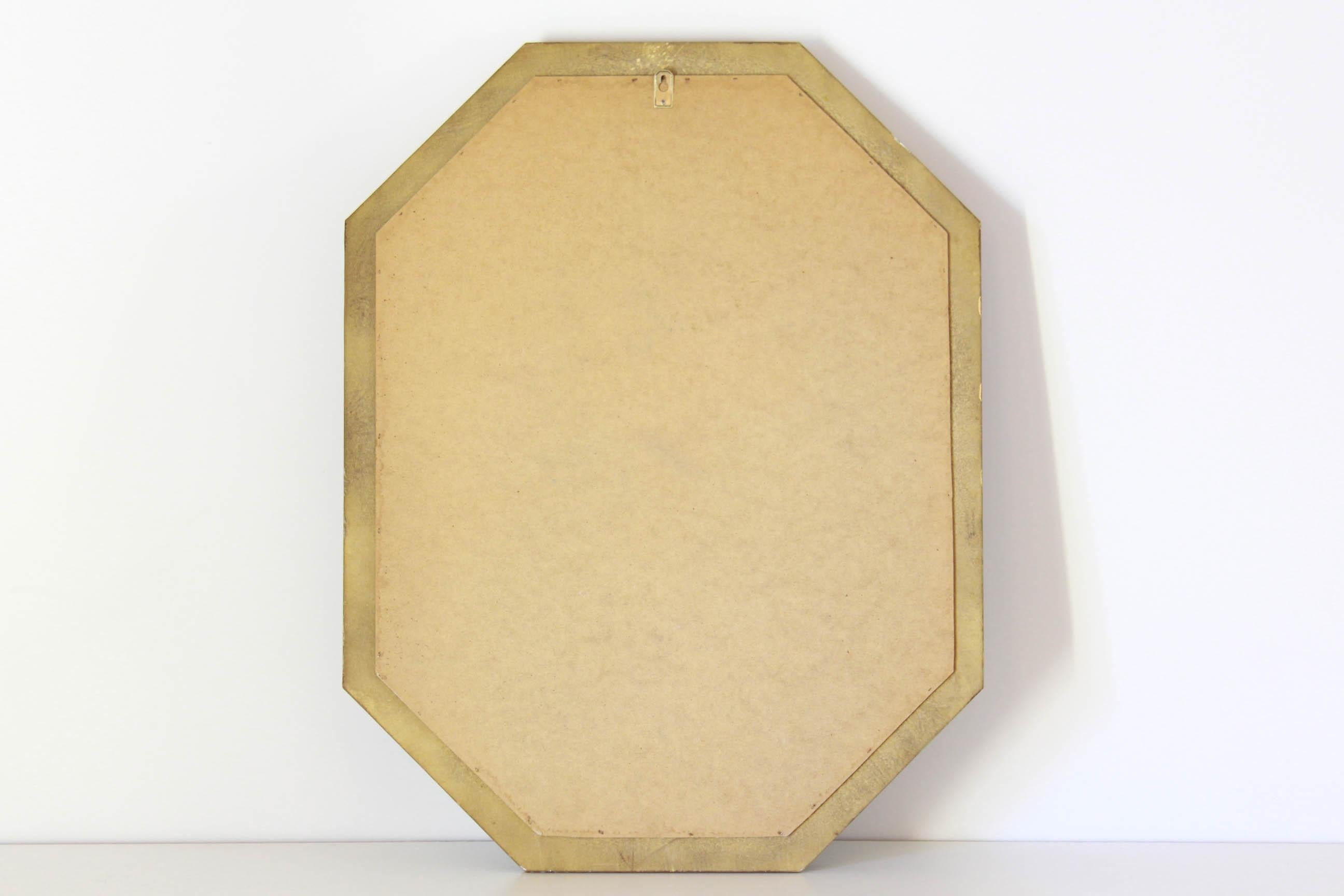 Glass Vintage Goldenrod Wood Mirror in Baroque Style, Italy 1950s