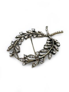 1950s Vintage Mitchel Maer for Christian Dior Rhinestone Laurel Pin Brooch