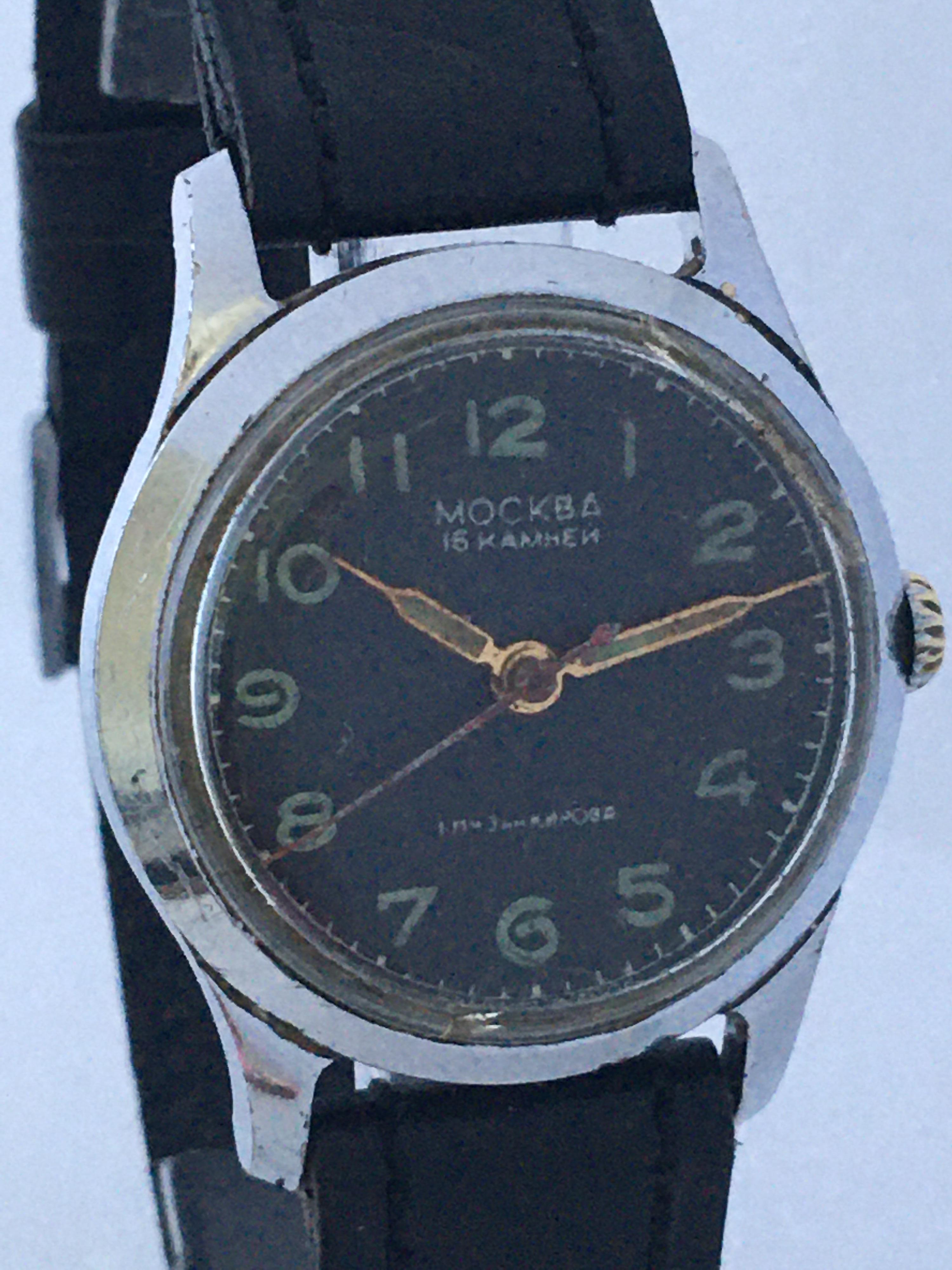 This pre-owned 30mm hand-winding watch is in good working condition. and it is running well. Visible signs of ageing and wear with cracks and light scratches on the glass as shown. some tarnishes and light scratches on the steel case as