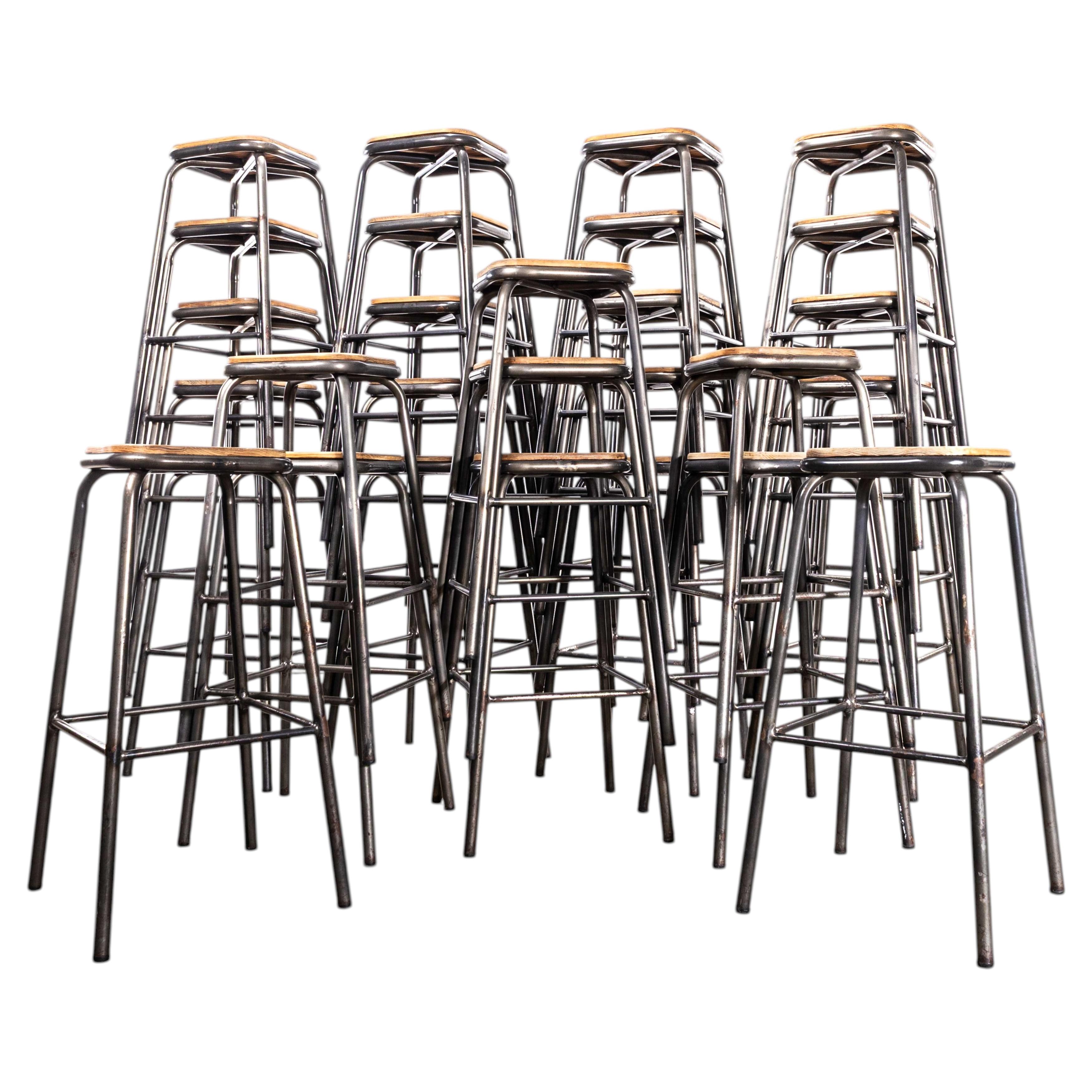 1950’s Vintage Mullca Industrial French Stacking High Stool - Steel
