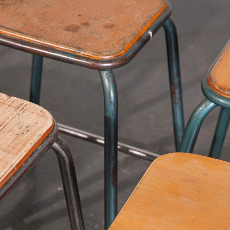 1950s Vintage Mullca Industrial French Stacking High Stools, Set of ...