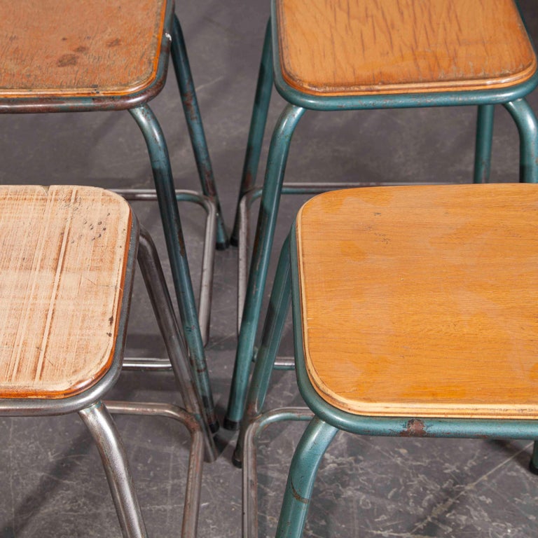 1950s Vintage Mullca Industrial French Stacking High Stools, Set of ...