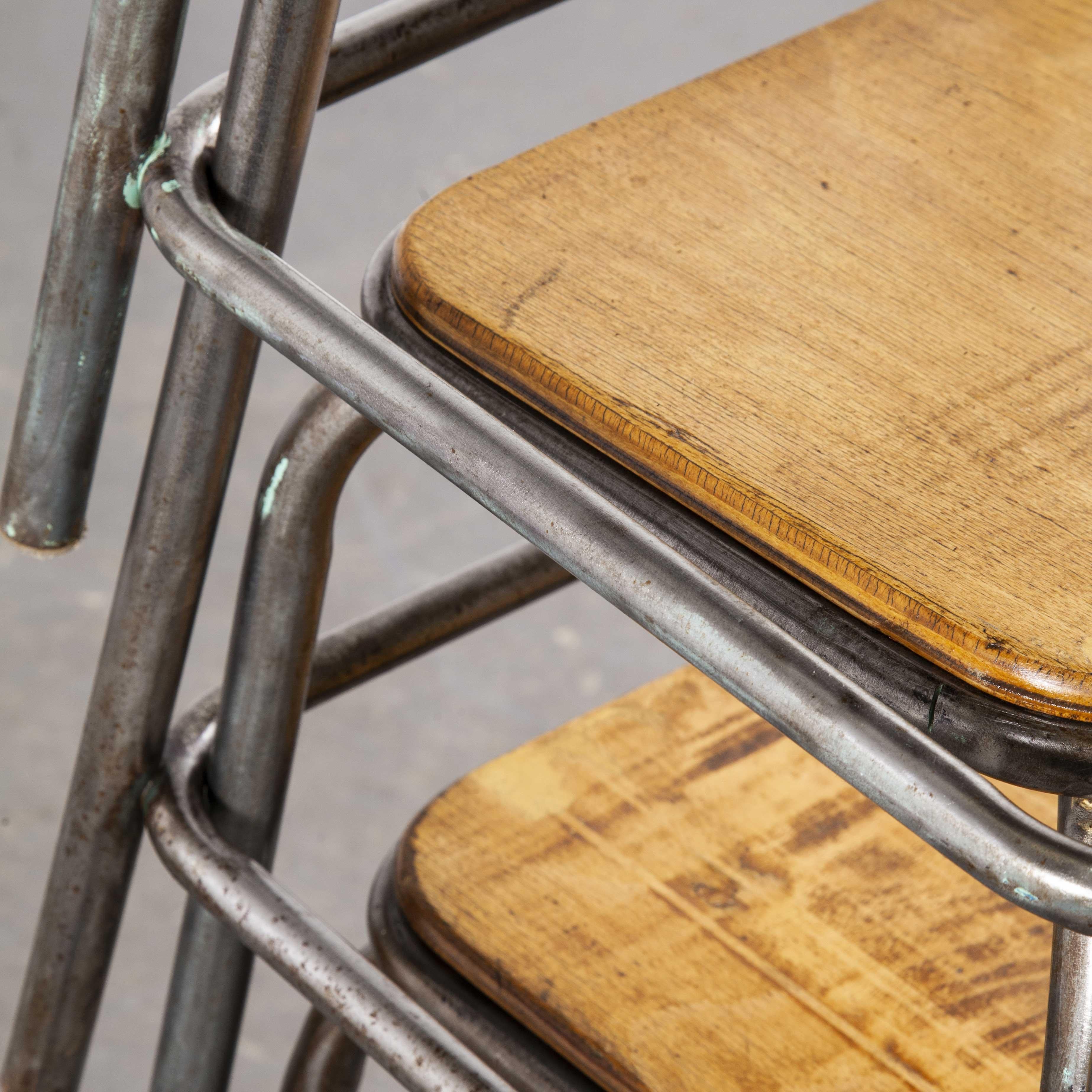 Metalwork 1950s Vintage Mullca Industrial French Stacking High Stools, Set of Four For Sale