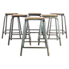 1950’s Vintage Mullca Industrial French Stacking High Stools, Set of Six