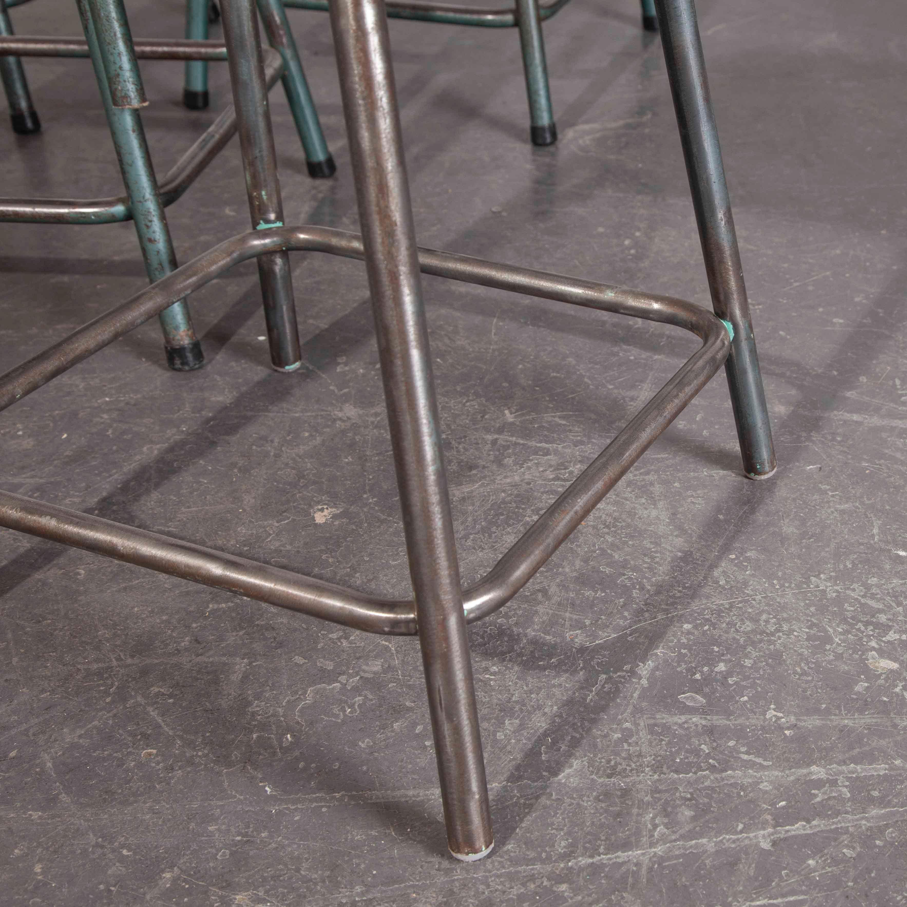 Metal 1950s Vintage Mullica Industrial French Stacking High Stools, Various Quantiti For Sale