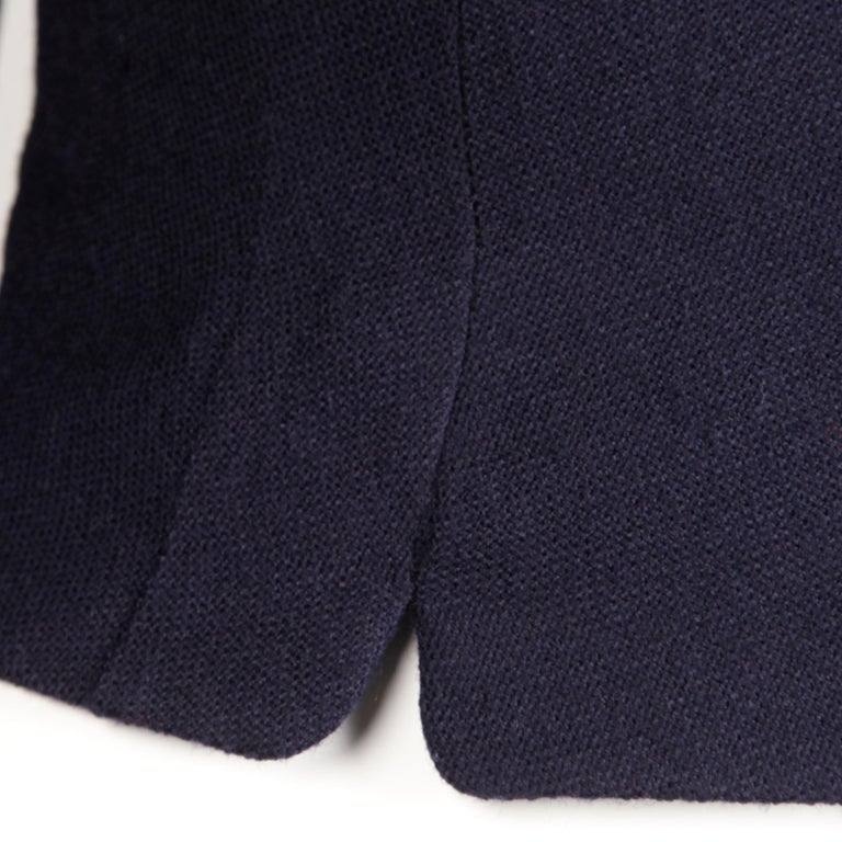 1950s Vintage Navy Blue Wool Blazer Jacket Size XS For Sale at 1stDibs