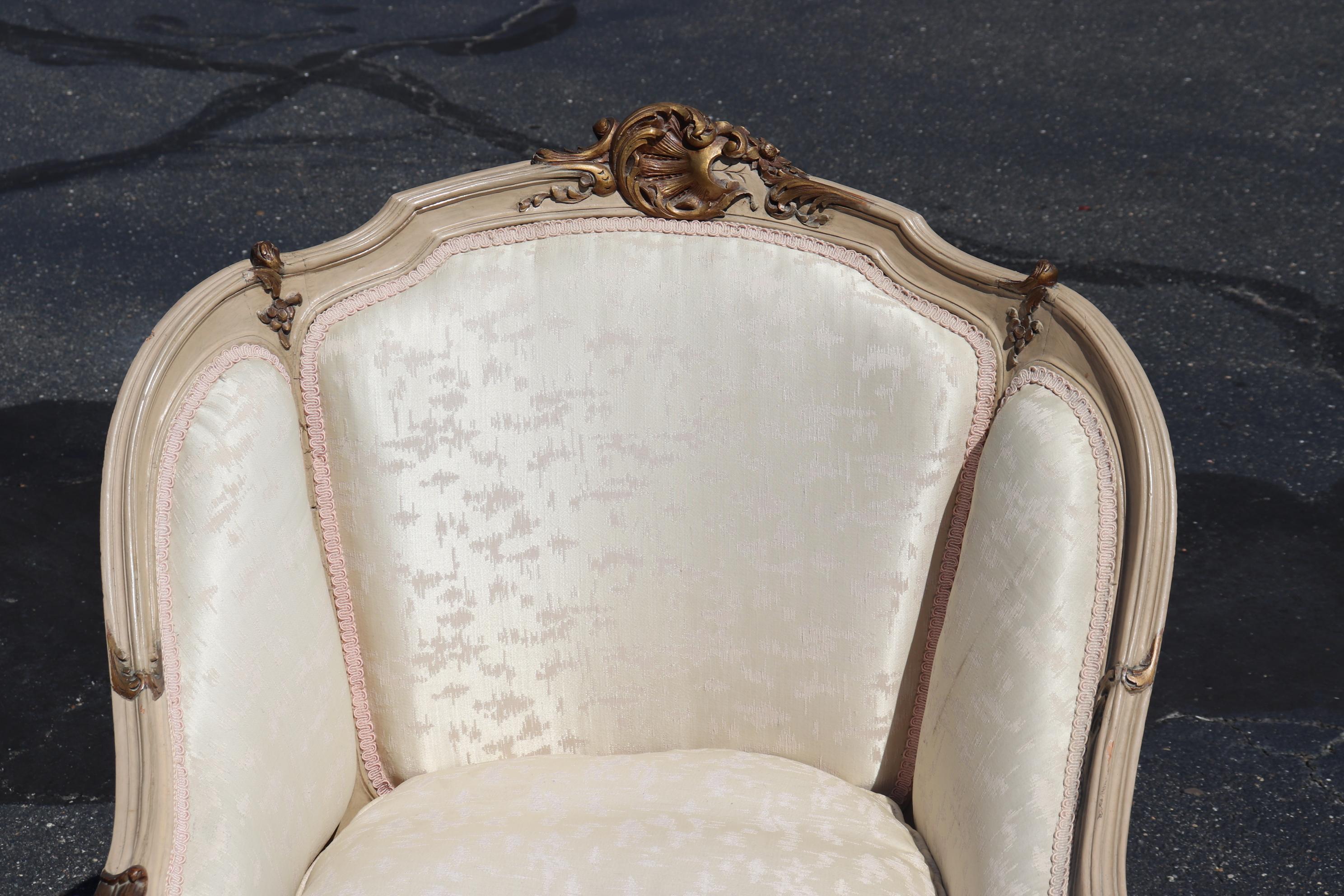 1950s Vintage Off-White Painted French Louis XV Daybed Chaise 1