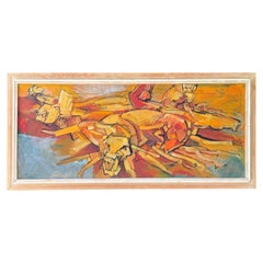 1950s Vintage Oil Painting on Masonite Carl E. Schwartz American Abstract