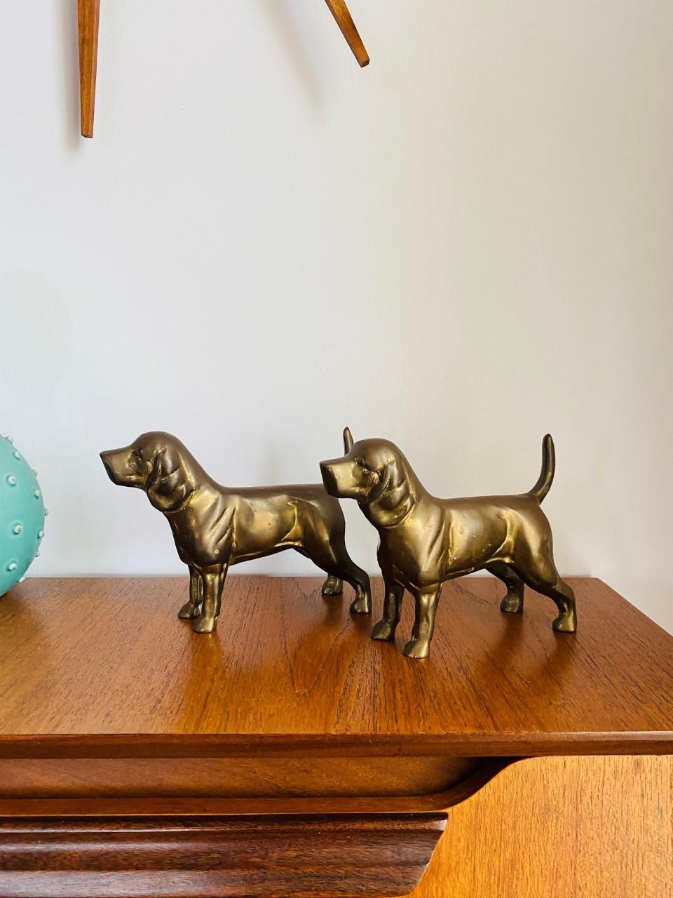 1950s Vintage Pair of Bronze Labrador Retriever Sculpture Bookends 2