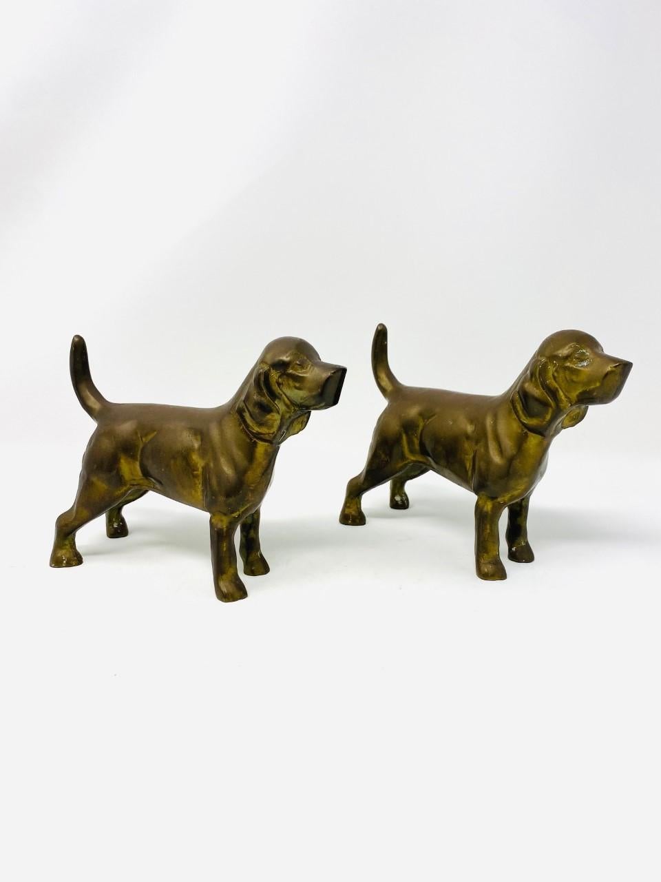 Beautiful pair of bronze Labrador sculpture bookends. These pieces date to the 1950s and will enhance your décor from a luxe lodge to eclectic midcentury. The figures are dense and full of detail. Classic pieces that add style.