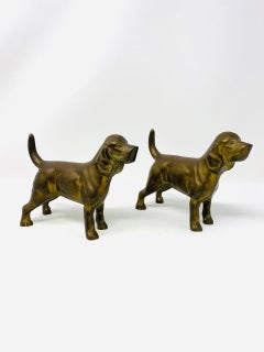 1950s Vintage Pair of Bronze Labrador Retriever Sculpture Bookends