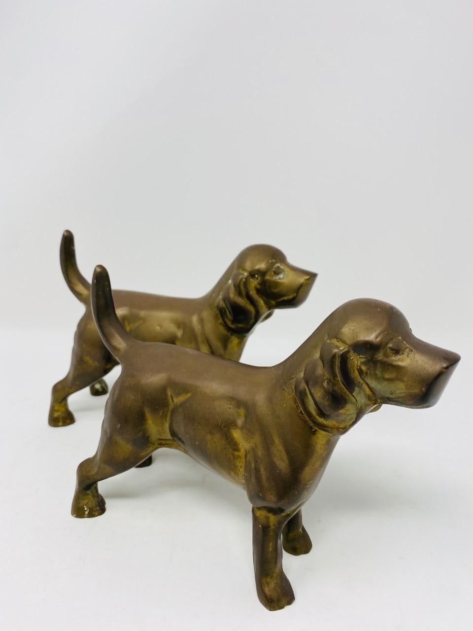 American Classical 1950s Vintage Pair of Bronze Labrador Retriever Sculpture Bookends