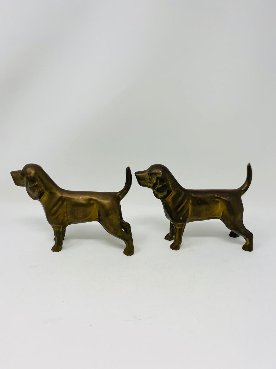 American 1950s Vintage Pair of Bronze Labrador Retriever Sculpture Bookends