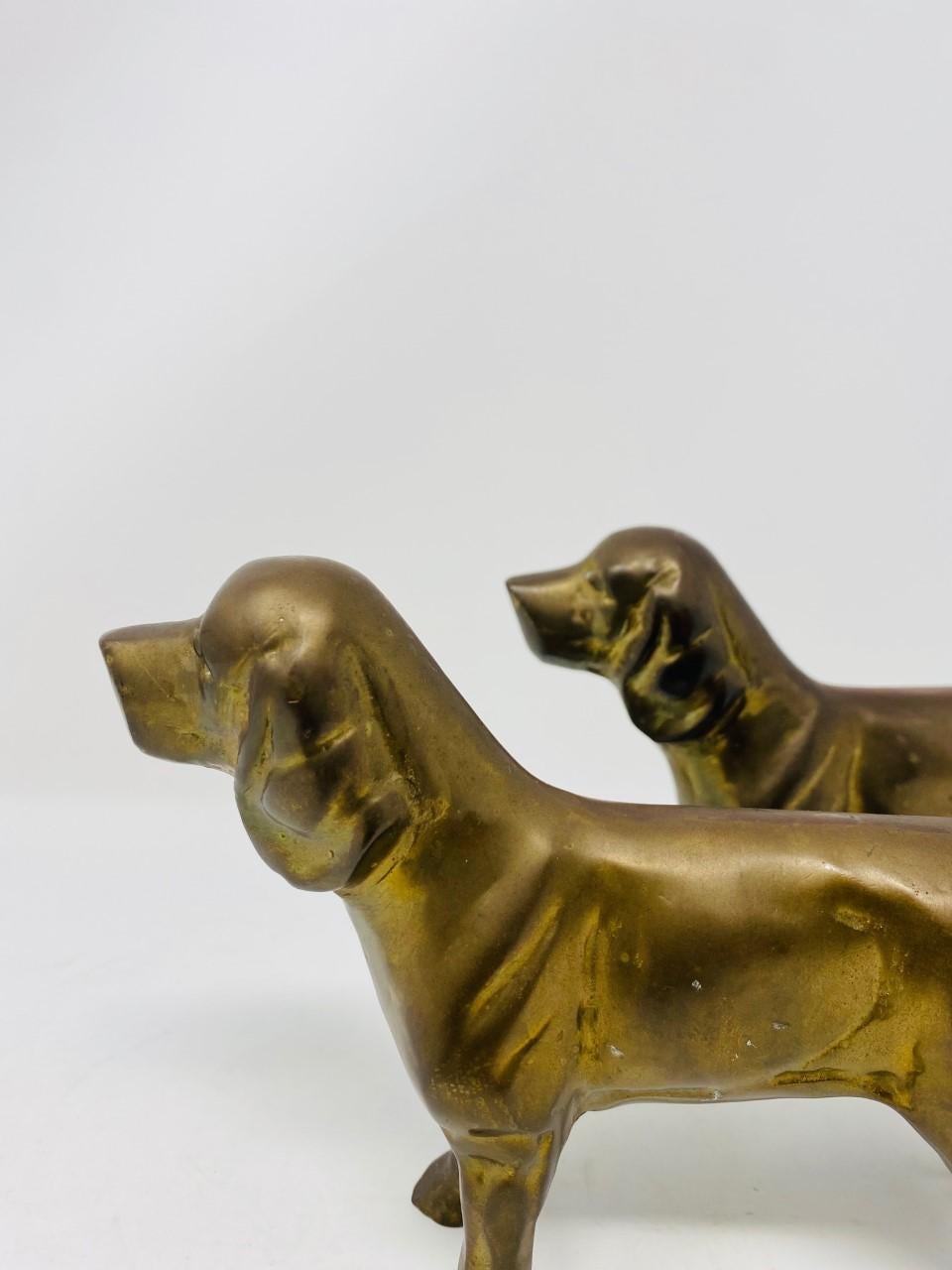 1950s Vintage Pair of Bronze Labrador Retriever Sculpture Bookends In Good Condition In San Diego, CA