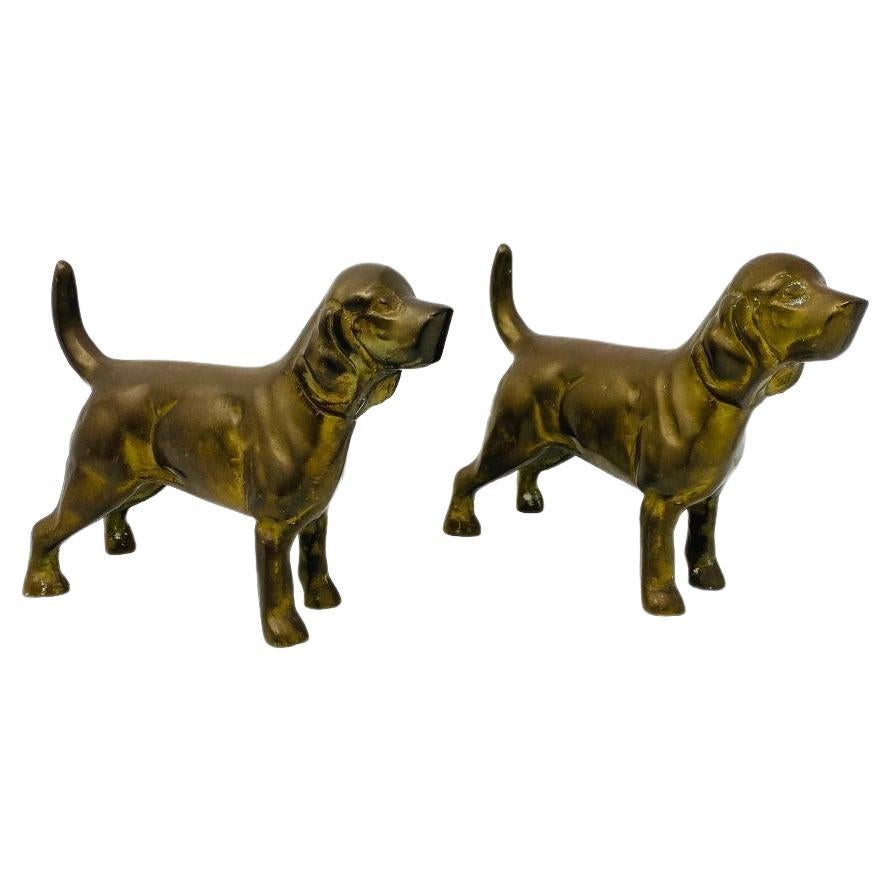 1950s Vintage Pair of Bronze Labrador Retriever Sculpture Bookends