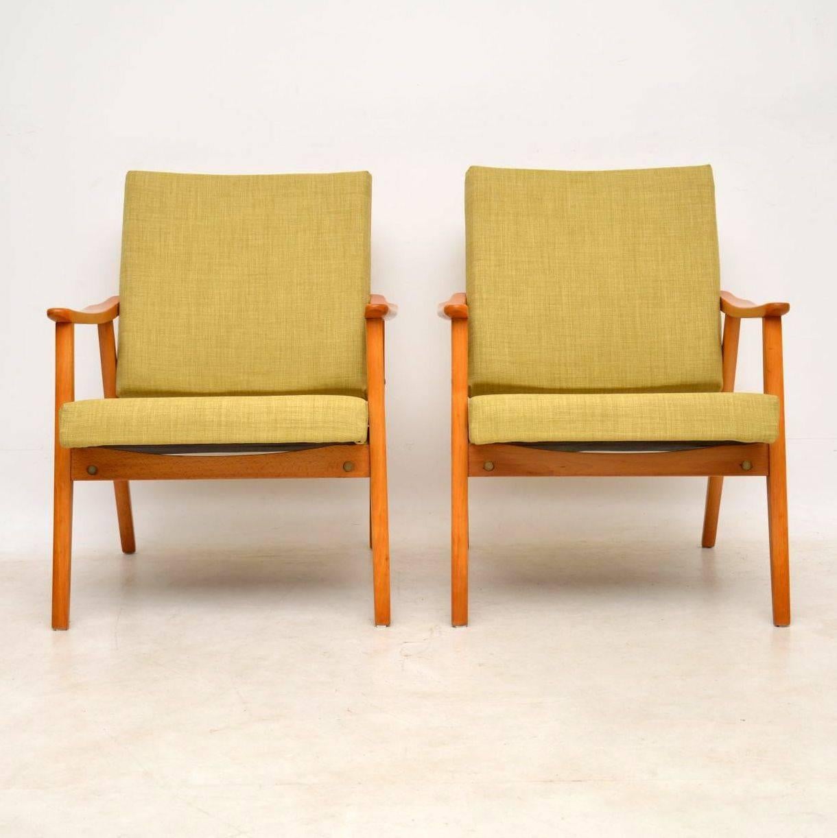 Mid-Century Modern 1950s Vintage Pair of Danish Armchairs