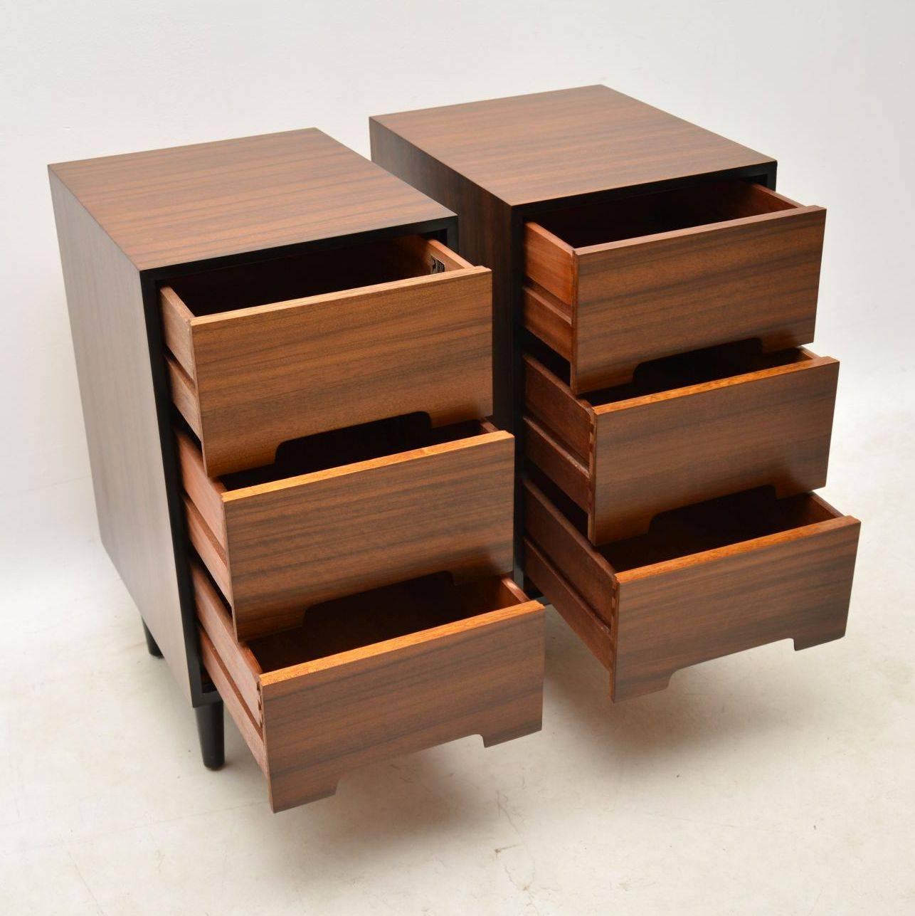 Mid-Century Modern 1950s Vintage Pair of Walnut Bedside Chests by John & Sylvia Reid for Stag