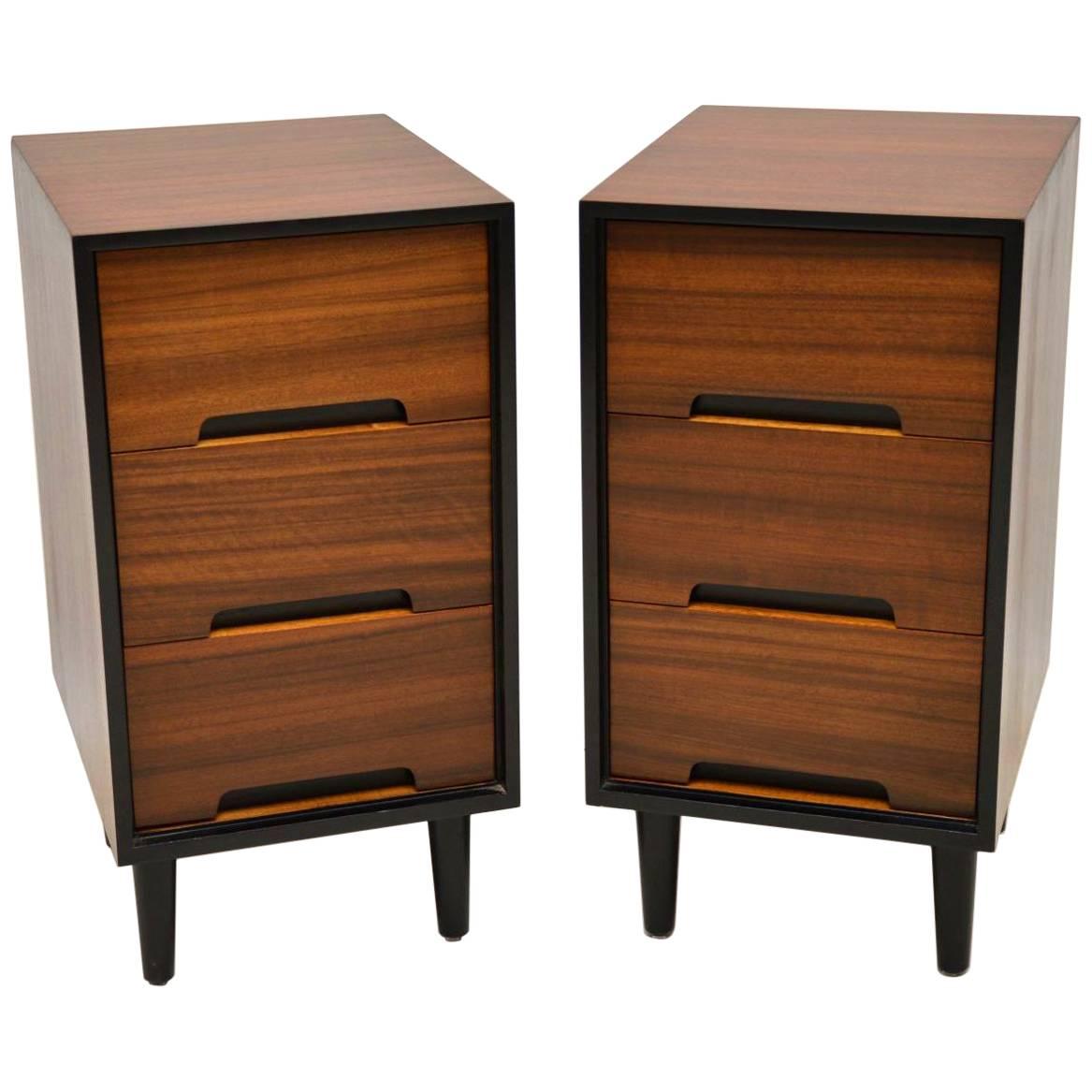 1950s Vintage Pair of Walnut Bedside Chests by John & Sylvia Reid for Stag