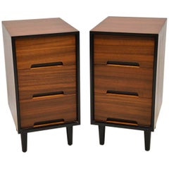 1950s Retro Pair of Walnut Bedside Chests by John & Sylvia Reid for Stag