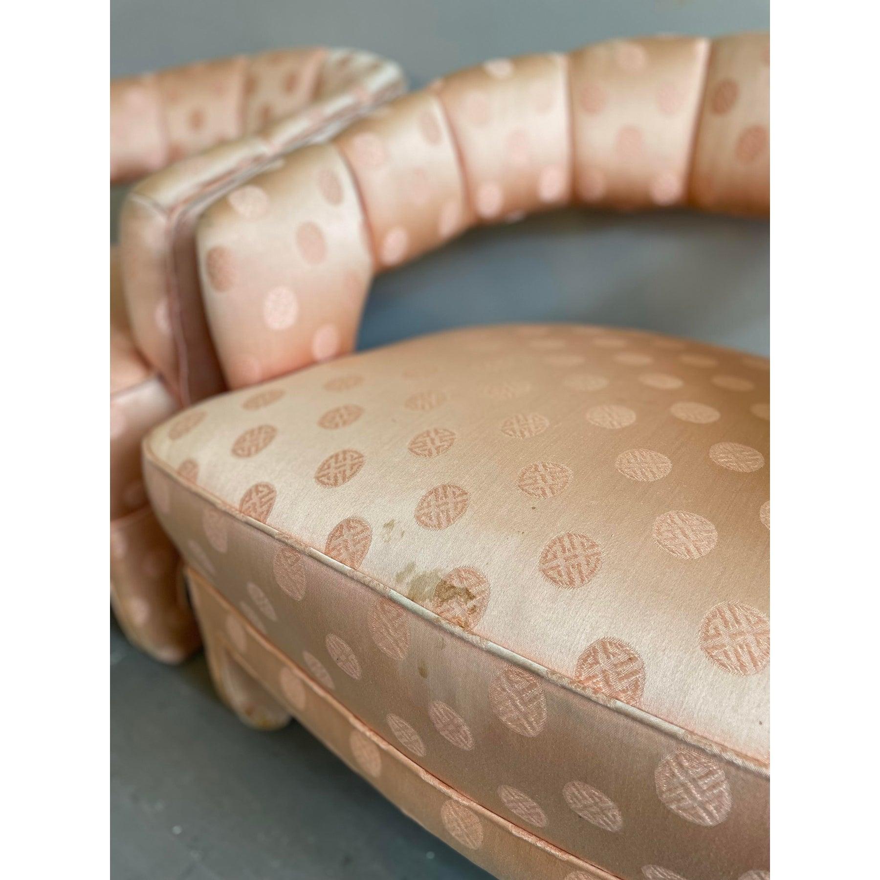 1950er Vintage Pfirsich Seide Stühle - ein Paar im Angebot 4