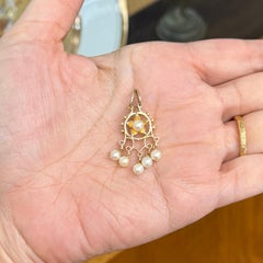 1950's Vintage Pearl Drop Pendant 14k Yellow Gold