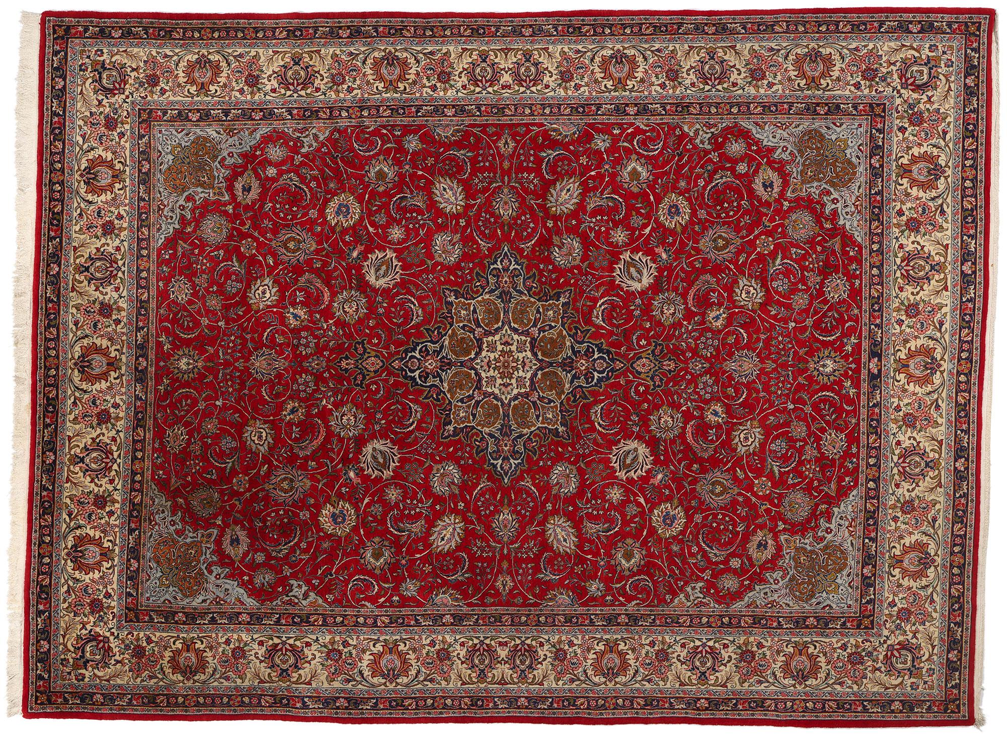 Persischer Kashan-Teppich aus den 1950er Jahren, zeitlose Eleganz trifft auf stattliche Dekadenz im Angebot 3