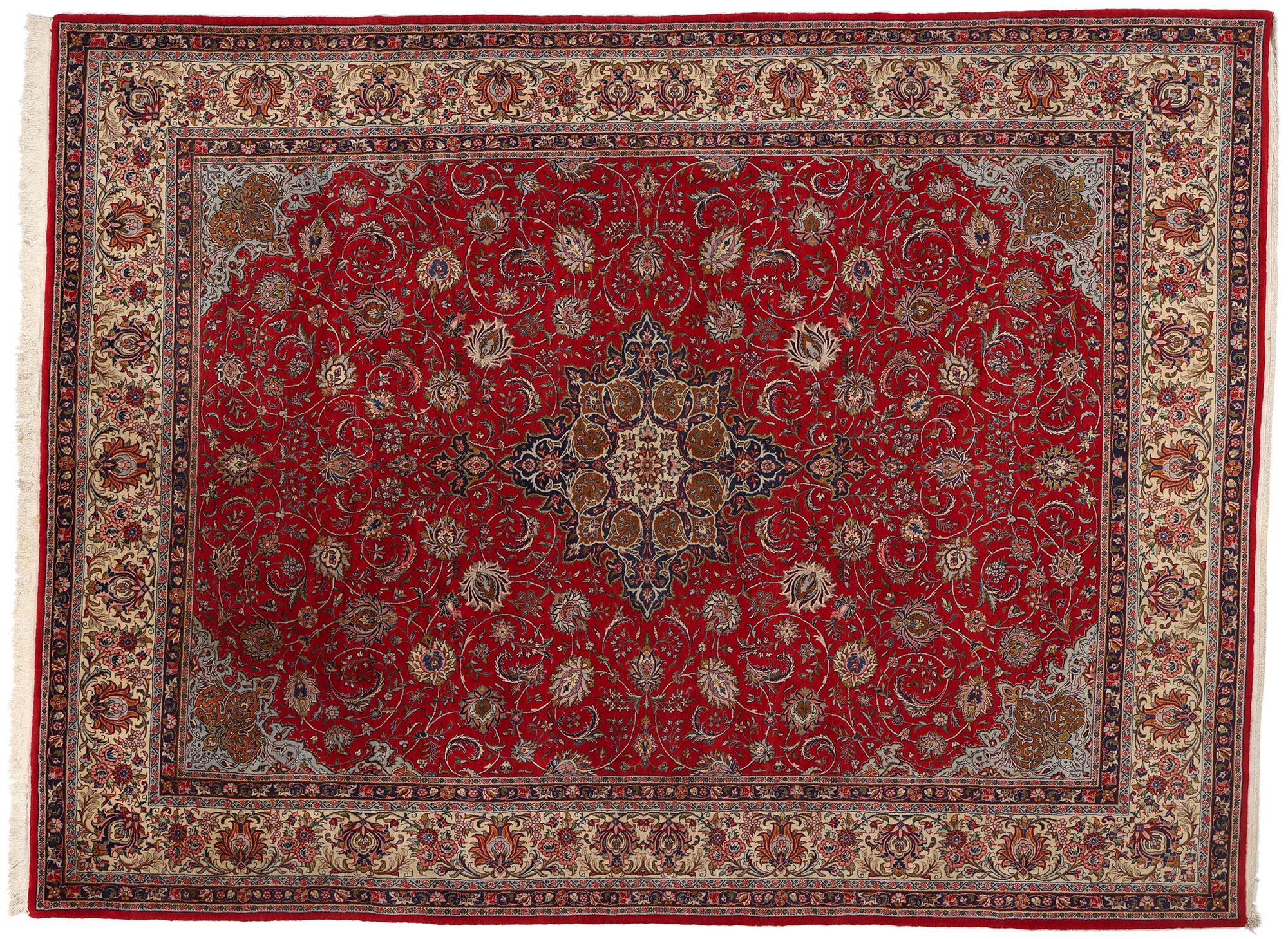 1950s Vintage Persian Kashan Rug, Timeless Elegance Meets Stately Decadence For Sale 3