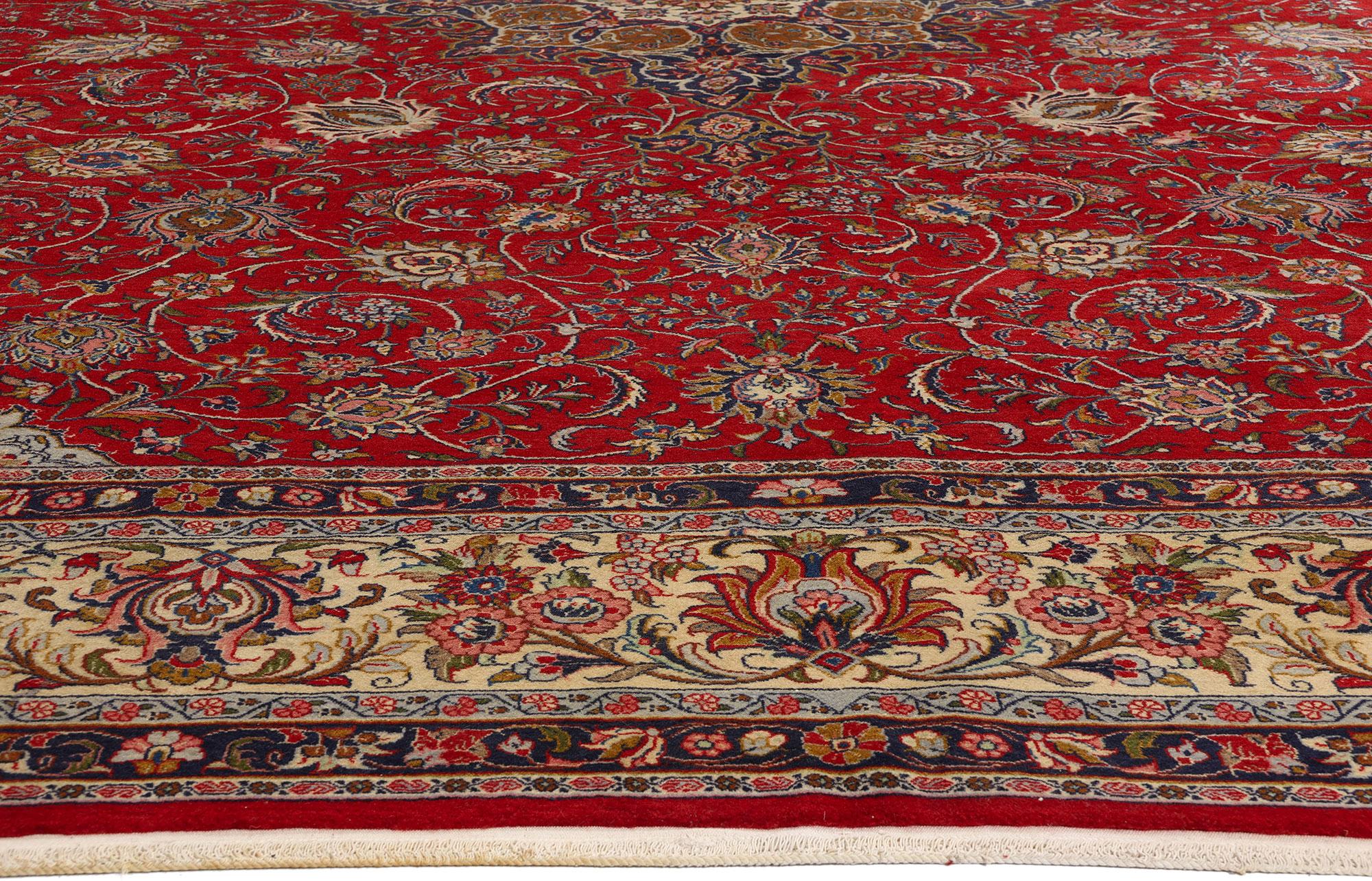 Hand-Knotted 1950s Vintage Persian Kashan Rug, Timeless Elegance Meets Stately Decadence For Sale