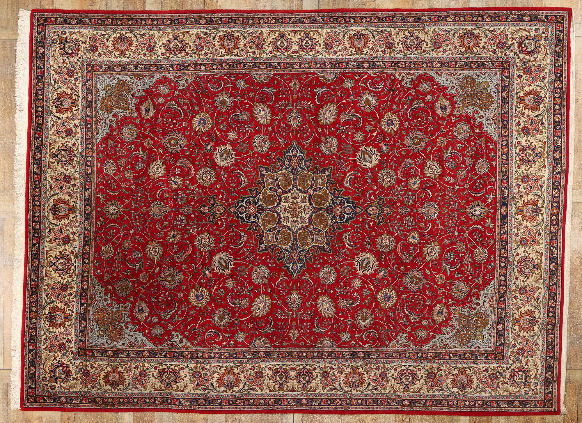 Persischer Kashan-Teppich aus den 1950er Jahren, zeitlose Eleganz trifft auf stattliche Dekadenz im Angebot 2