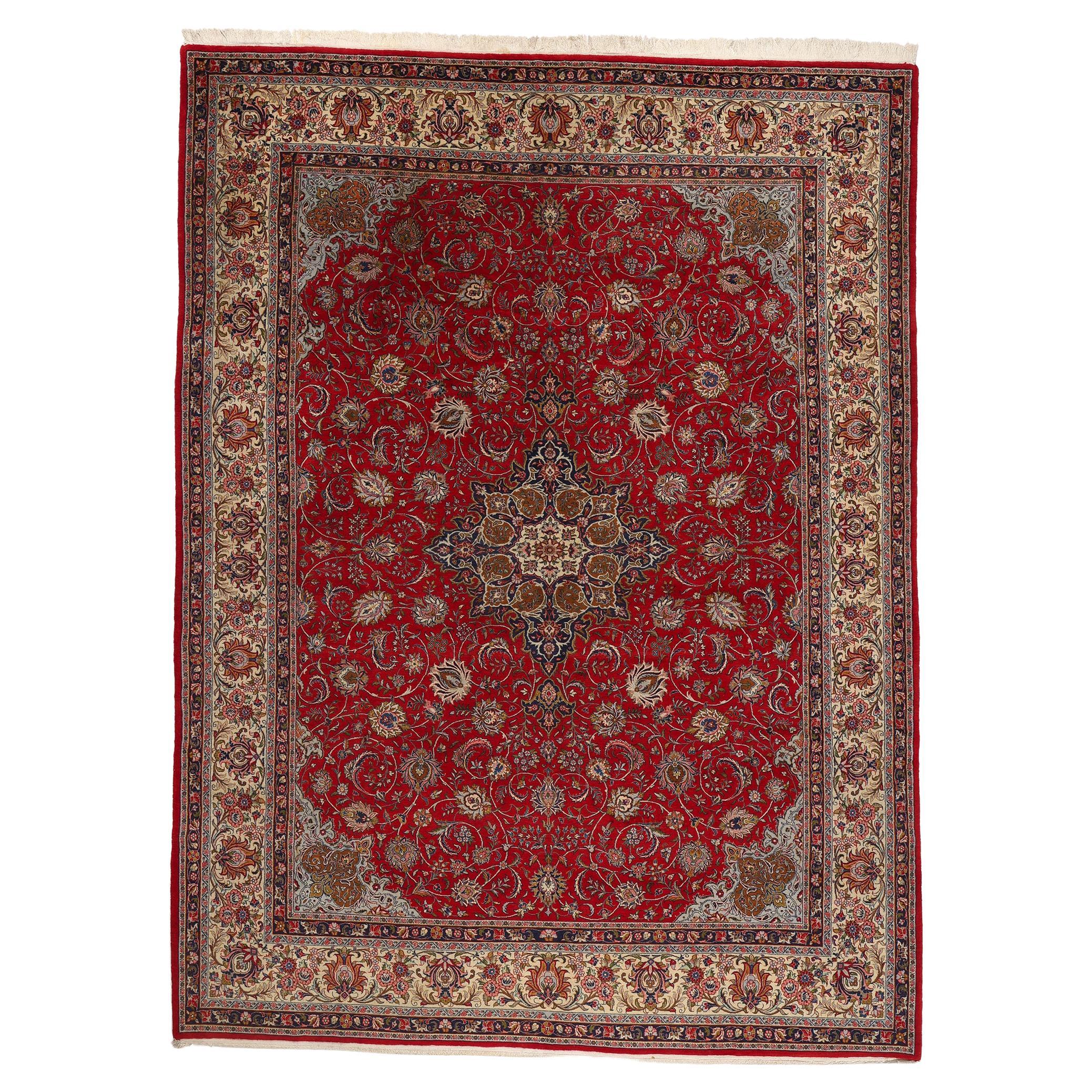 Persischer Kashan-Teppich aus den 1950er Jahren, zeitlose Eleganz trifft auf stattliche Dekadenz