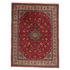 1950s Retro Persian Kashan Rug, Timeless Elegance Meets Stately Decadence