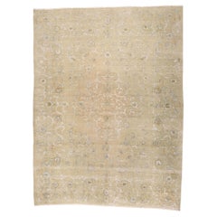 1950's Vintage Persian Kashan Rug, Weathered Finesse Meets Belgian Chic
