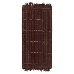 Alfombra Persa Kilim Vintage de los años 50 con diseño geométrico rojo y marrón by Rug & Kilim